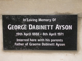 George Ayson plaque George Ayson plaque
